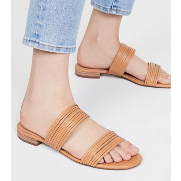 Madewell Shoes - Madewell The Meg Camel Brown Leather Slide Sandals